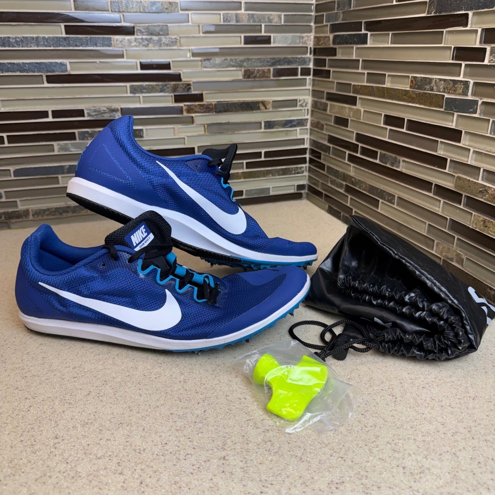Nike Zoom Rival D 10 Mens 12 Blue &  White Track Field Racing‎ Spikes 907566-400
